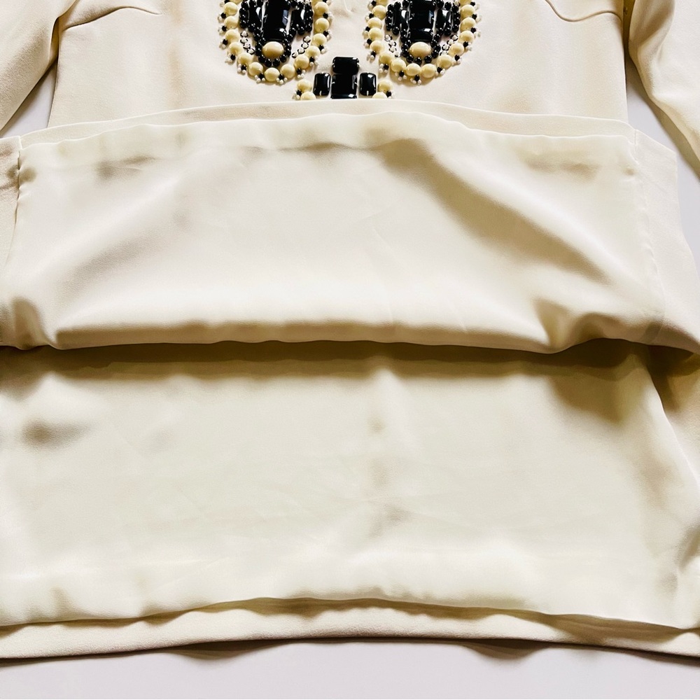 TORY BURCH Ivory Heavily Beaded Tunic Top sz 6 - Picture 12 of 13